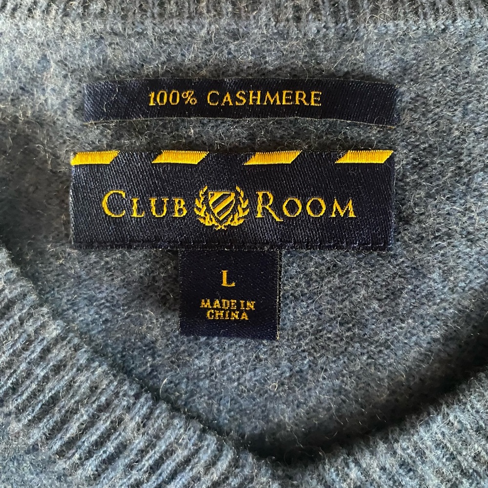 Set of 2 Club Room V-Neck 100% cashmere Sweaters sz L blue - Picture 3 of 11